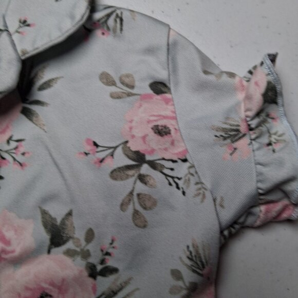Laura Ashley Pajamas Set Youth Girls 2T 2 Piece Blue Pink Rose Ruffled Sleepwear - Picture 6 of 11